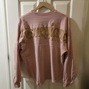 Disneyland Resort Spirit Jersey Womens Medium Rose Gold Glitter Logo Long Sleeve